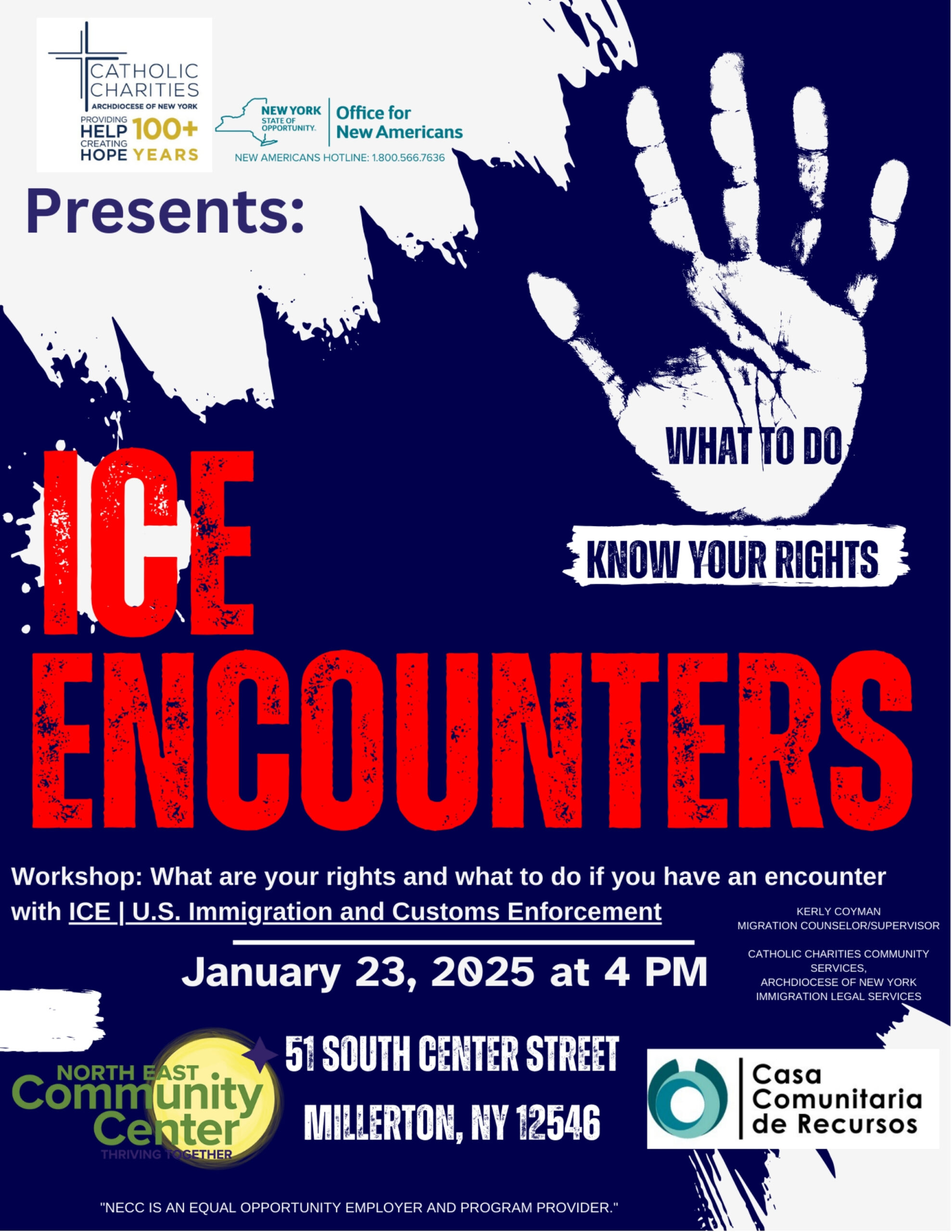 Poster for a Know Your Rights educational activity